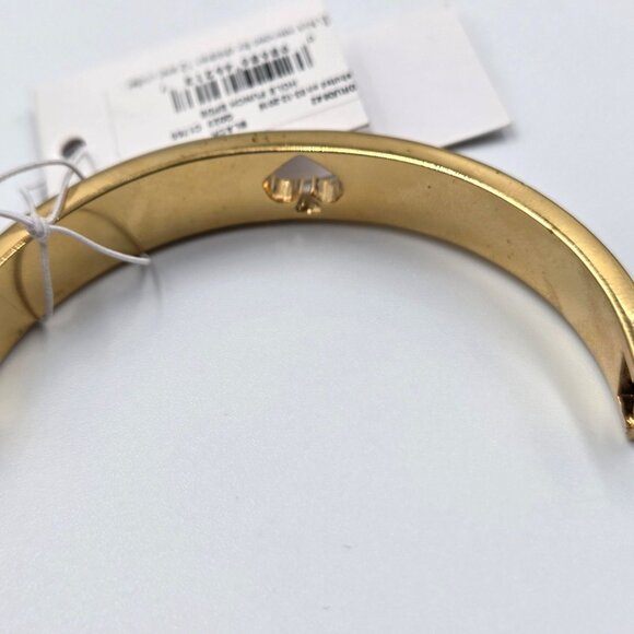 Kate Spade Bracelet Black Enamel Hole Punch Spade Gold Plate Hinged Bangle - Picture 10 of 12